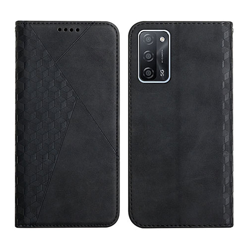 Leather Case Stands Flip Cover Holder Y02X for Oppo A55 5G Black