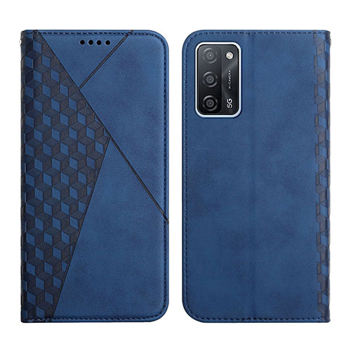 Leather Case Stands Flip Cover Holder Y02X for Oppo A55 5G Blue