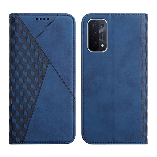 Leather Case Stands Flip Cover Holder Y02X for Oppo A74 5G Blue