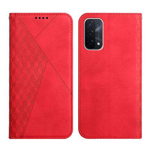 Leather Case Stands Flip Cover Holder Y02X for Oppo A74 5G Red