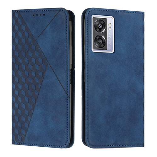 Leather Case Stands Flip Cover Holder Y02X for Oppo A77 5G Blue
