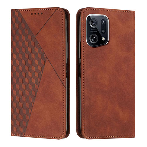 Leather Case Stands Flip Cover Holder Y02X for Oppo Find X5 Pro 5G Brown