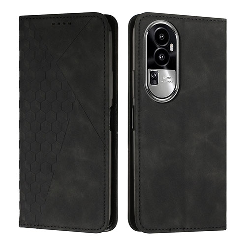 Leather Case Stands Flip Cover Holder Y02X for Oppo Reno10 Pro+ Plus 5G Black