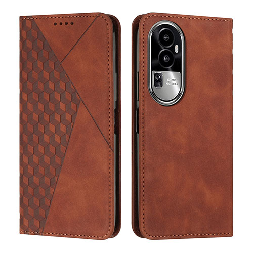 Leather Case Stands Flip Cover Holder Y02X for Oppo Reno10 Pro+ Plus 5G Brown