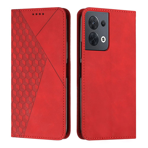 Leather Case Stands Flip Cover Holder Y02X for Oppo Reno8 5G Red