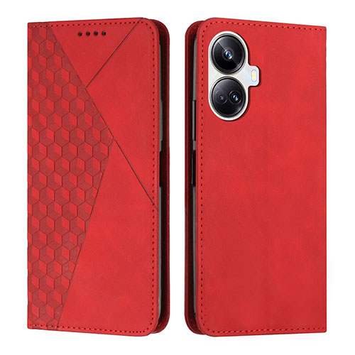 Leather Case Stands Flip Cover Holder Y02X for Realme 10 Pro+ Plus 5G Red