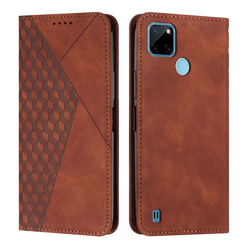 Leather Case Stands Flip Cover Holder Y02X for Realme C25Y Brown