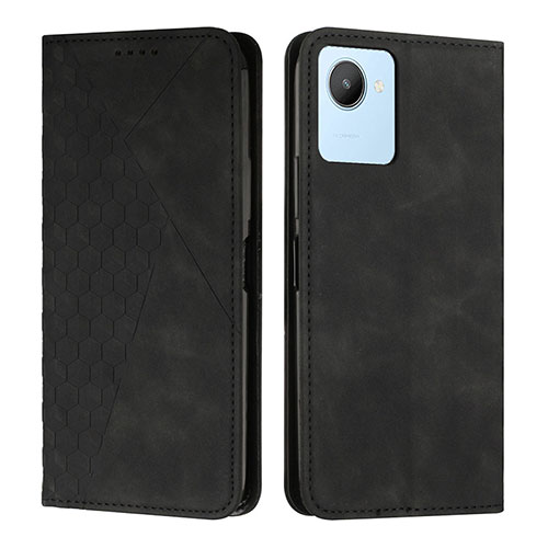 Leather Case Stands Flip Cover Holder Y02X for Realme C30 Black