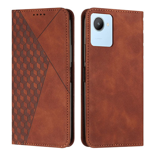 Leather Case Stands Flip Cover Holder Y02X for Realme C30 Brown