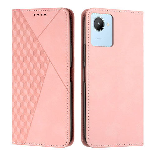 Leather Case Stands Flip Cover Holder Y02X for Realme C30s Rose Gold