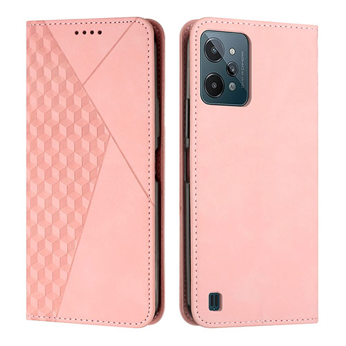 Leather Case Stands Flip Cover Holder Y02X for Realme C31 Rose Gold