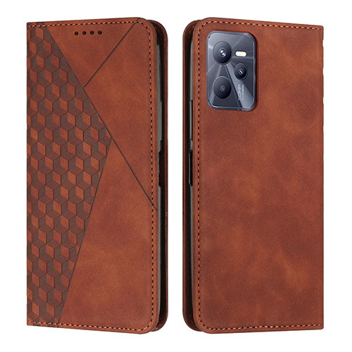 Leather Case Stands Flip Cover Holder Y02X for Realme C35 Brown