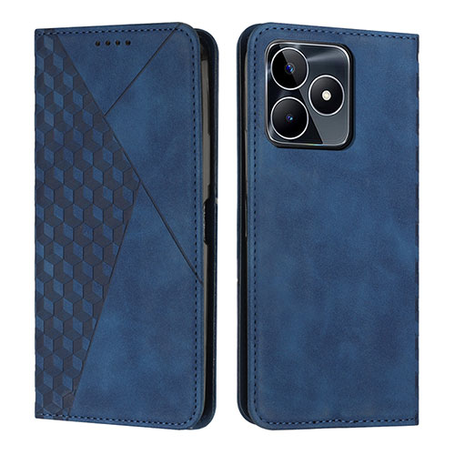 Leather Case Stands Flip Cover Holder Y02X for Realme C53 India Blue