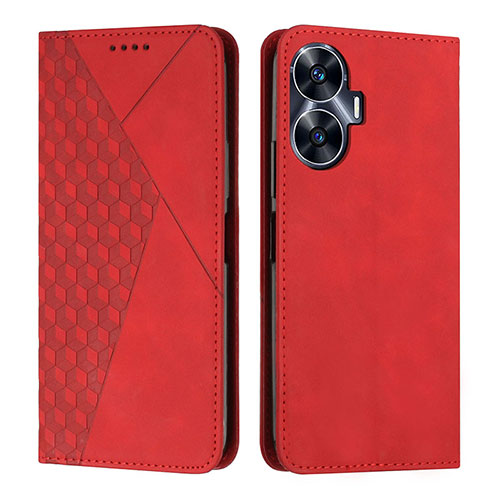 Leather Case Stands Flip Cover Holder Y02X for Realme C55 Red