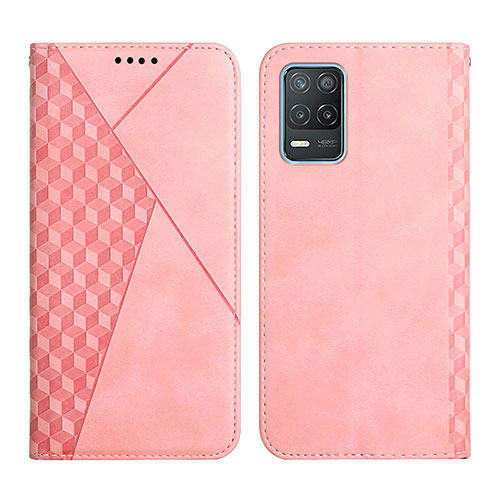 Leather Case Stands Flip Cover Holder Y02X for Realme V13 5G Rose Gold