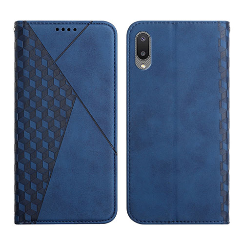 Leather Case Stands Flip Cover Holder Y02X for Samsung Galaxy A02 Blue