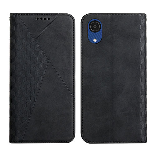 Leather Case Stands Flip Cover Holder Y02X for Samsung Galaxy A03 Core Black