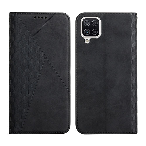 Leather Case Stands Flip Cover Holder Y02X for Samsung Galaxy A12 Black