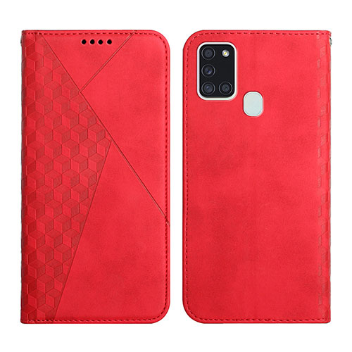 Leather Case Stands Flip Cover Holder Y02X for Samsung Galaxy A21s Red