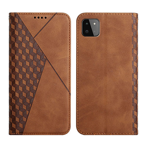 Leather Case Stands Flip Cover Holder Y02X for Samsung Galaxy A22s 5G Brown