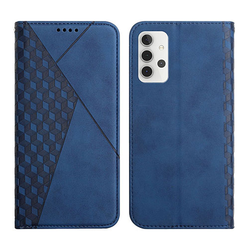 Leather Case Stands Flip Cover Holder Y02X for Samsung Galaxy A32 4G Blue