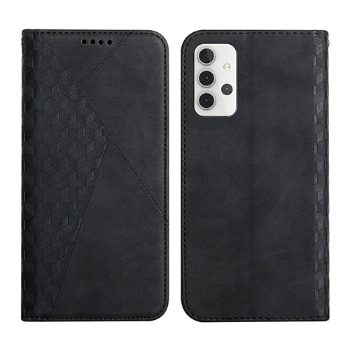 Leather Case Stands Flip Cover Holder Y02X for Samsung Galaxy A32 5G Black