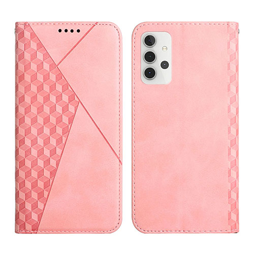 Leather Case Stands Flip Cover Holder Y02X for Samsung Galaxy A32 5G Rose Gold