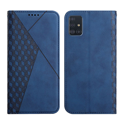 Leather Case Stands Flip Cover Holder Y02X for Samsung Galaxy A71 4G A715 Blue