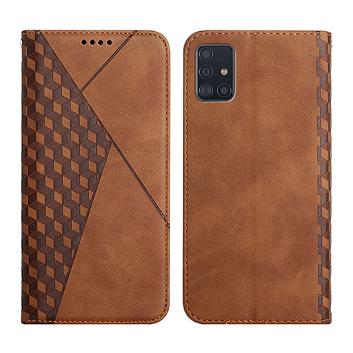 Leather Case Stands Flip Cover Holder Y02X for Samsung Galaxy A71 4G A715 Brown