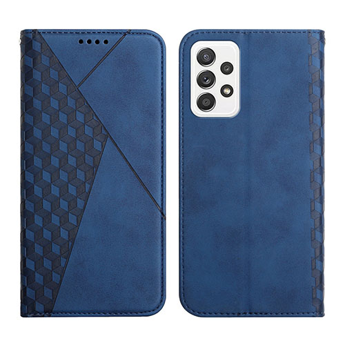Leather Case Stands Flip Cover Holder Y02X for Samsung Galaxy A72 4G Blue