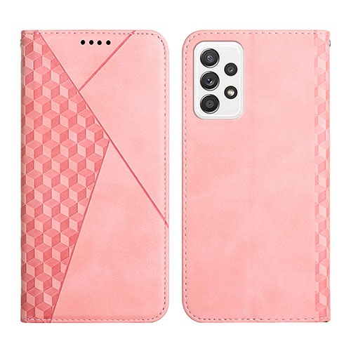 Leather Case Stands Flip Cover Holder Y02X for Samsung Galaxy A72 5G Rose Gold