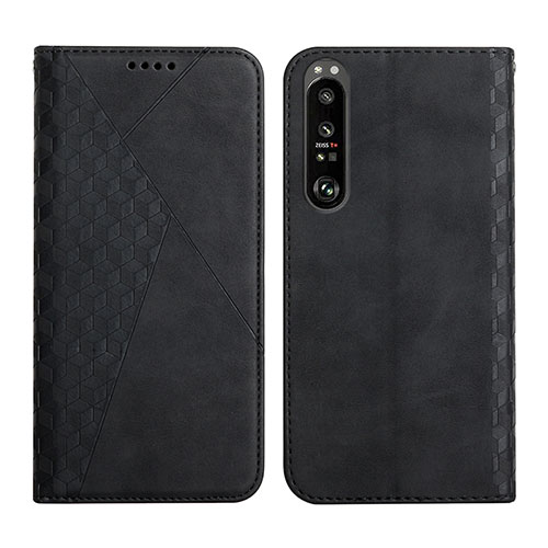 Leather Case Stands Flip Cover Holder Y02X for Sony Xperia 1 III Black