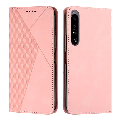 Leather Case Stands Flip Cover Holder Y02X for Sony Xperia 1 IV Rose Gold