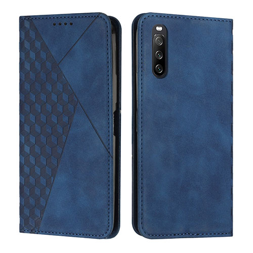 Leather Case Stands Flip Cover Holder Y02X for Sony Xperia 10 IV SOG07 Blue