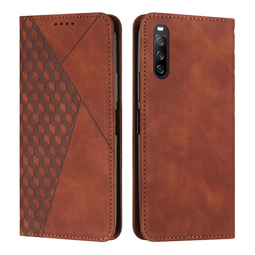 Leather Case Stands Flip Cover Holder Y02X for Sony Xperia 10 IV SOG07 Brown