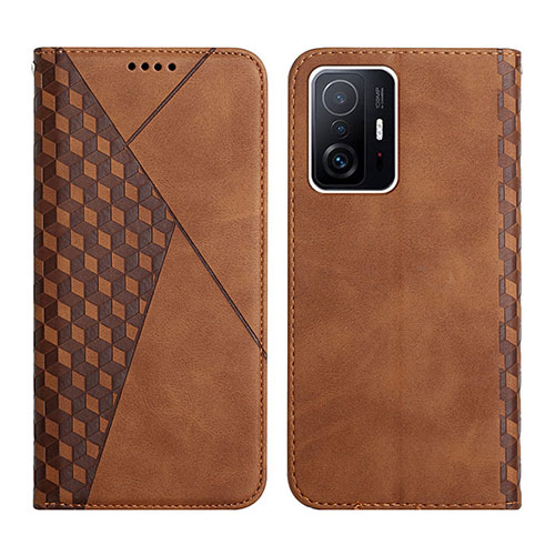 Leather Case Stands Flip Cover Holder Y02X for Xiaomi Mi 11T 5G Brown