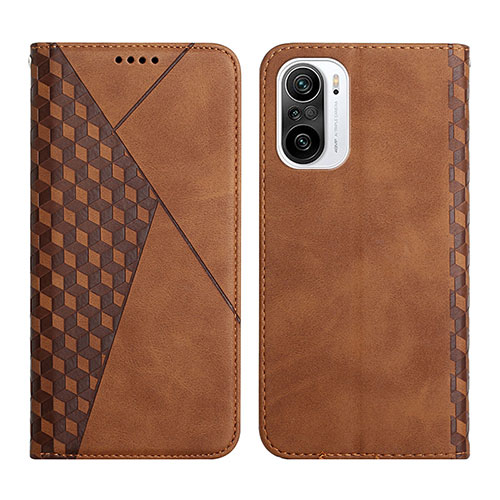 Leather Case Stands Flip Cover Holder Y02X for Xiaomi Mi 11X 5G Brown