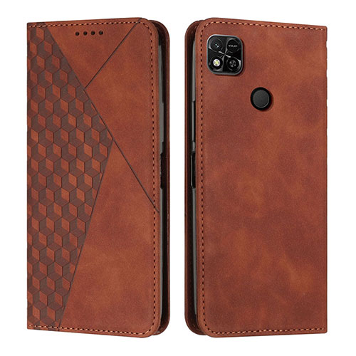Leather Case Stands Flip Cover Holder Y02X for Xiaomi POCO C3 Brown