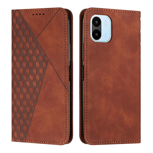 Leather Case Stands Flip Cover Holder Y02X for Xiaomi Poco C51 Brown