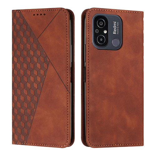 Leather Case Stands Flip Cover Holder Y02X for Xiaomi Poco C55 Brown