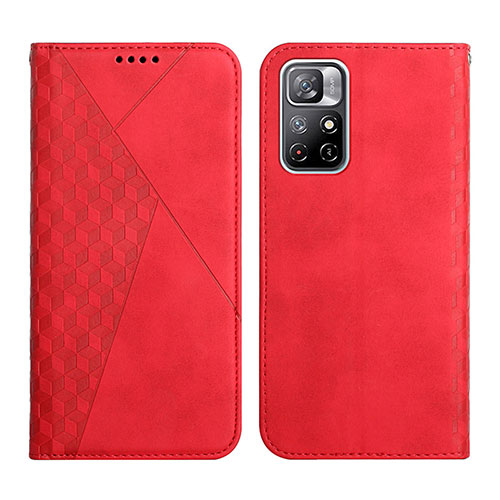 Leather Case Stands Flip Cover Holder Y02X for Xiaomi Poco M4 Pro 5G Red