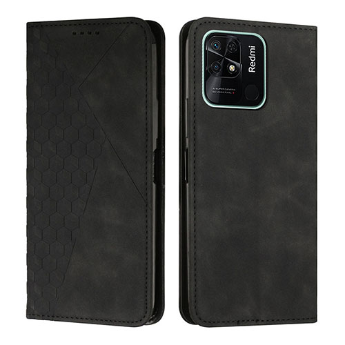 Leather Case Stands Flip Cover Holder Y02X for Xiaomi Redmi 10 India Black