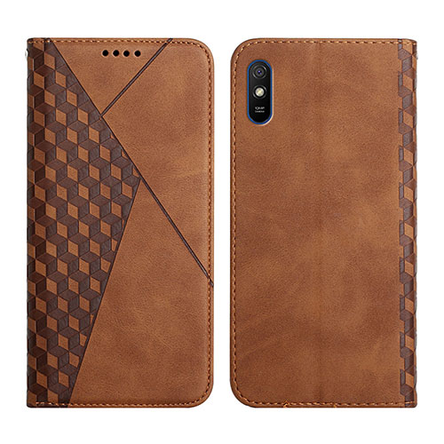 Leather Case Stands Flip Cover Holder Y02X for Xiaomi Redmi 9i Brown