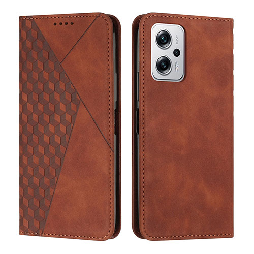 Leather Case Stands Flip Cover Holder Y02X for Xiaomi Redmi K50i 5G Brown