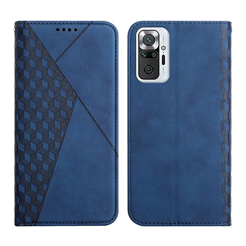 Leather Case Stands Flip Cover Holder Y02X for Xiaomi Redmi Note 10 Pro 4G Blue