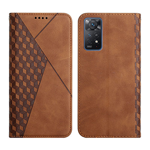 Leather Case Stands Flip Cover Holder Y02X for Xiaomi Redmi Note 11 Pro 4G Brown