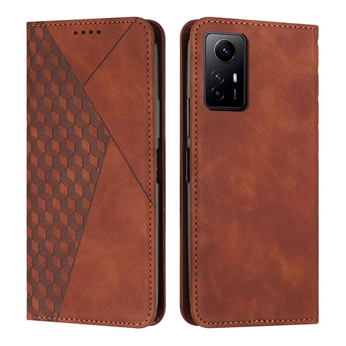 Leather Case Stands Flip Cover Holder Y02X for Xiaomi Redmi Note 12S Brown