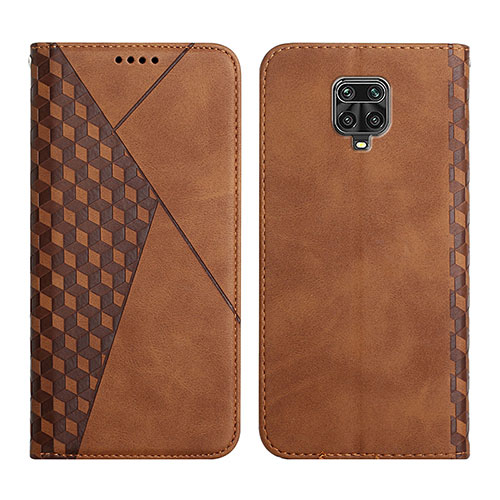 Leather Case Stands Flip Cover Holder Y02X for Xiaomi Redmi Note 9S Brown