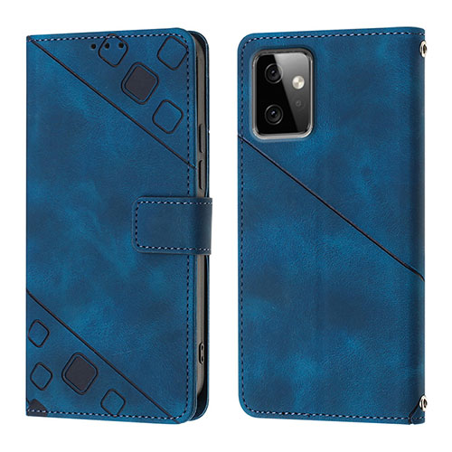 Leather Case Stands Flip Cover Holder Y03B for Motorola Moto G Power 5G (2023) Blue