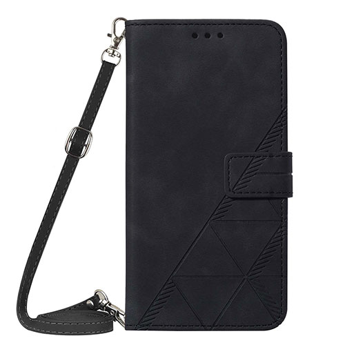 Leather Case Stands Flip Cover Holder Y03B for Samsung Galaxy A02 Black